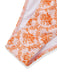 Orange floral patterned fabric on a white background