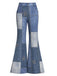 [Prévente] Pantalon évasé bleu imprimé denim à empiècements étoilés années 1970 - 2