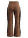 Pantalon marron évasé western en suédine à franges Années 1970 - 3