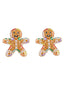 Puces d’oreilles de Noël multicolores en forme de bonhomme en pain d’épices à strass