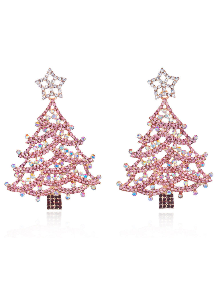 Puces d’Oreilles Roses Sapin de Noël à Étages - 1