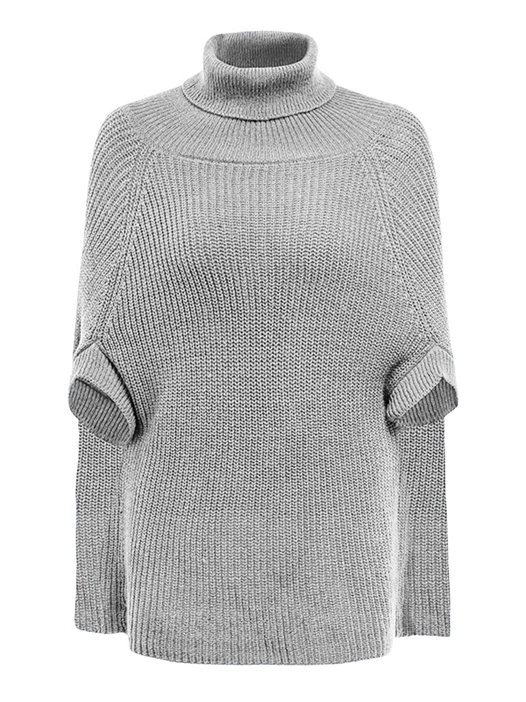 Pull en Maille à Col Roulé et Manches Superposées Style Cape Années 1950 - 1