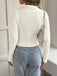 Pull Polo Blanc en Maille Torsadée à Nœuds Brodés Années 1950 - 3