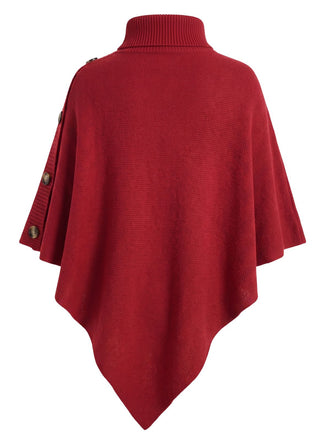 Pull Poncho Uni en Maille à Col Roulé Années 1950 - 2