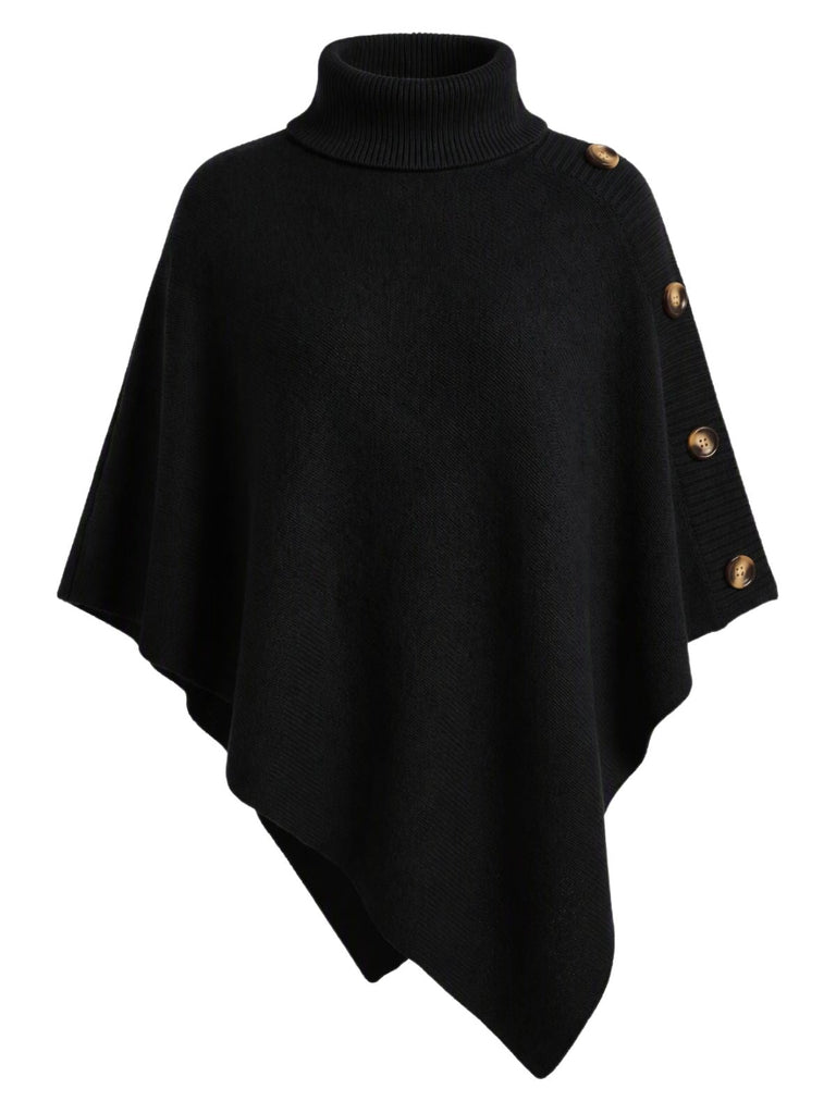Pull Poncho Uni en Maille à Col Roulé Années 1950 - 4