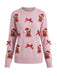 Pull rose en maille à ours en peluche et nœud de Noël Années 1960 - 2