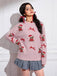 Pull rose en maille à ours en peluche et nœud de Noël Années 1960 - 4