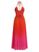 Rouge Dégradé Halter Plissé Découpé Robe Longue Années 1930 3