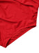 Close-up of a red swimsuit bottom on a white background