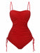 Red swimsuit with thin straps on a white background