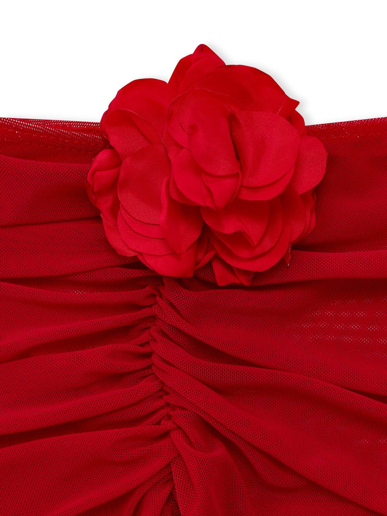 Red floral on a white background