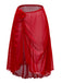 Retro red mesh cover-up featuring 3D floral details and elegant high-low design, ideal for beach vacations and vintage swimwear styling