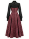 [Prévente] Robe à carreaux effet deux pièces, manches lanternes et découpes Années 1950 - 3