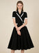 Robe à Col V Fendu, Passepoil Contrasté et Poches Années 1950 - 12
