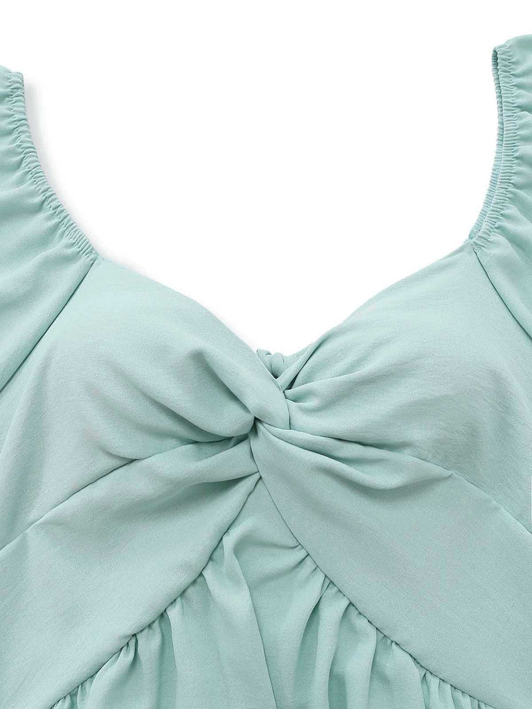 Robe à Décolleté Plongeant, Manches à Volants et Taille Haute Années 1970 - 4
