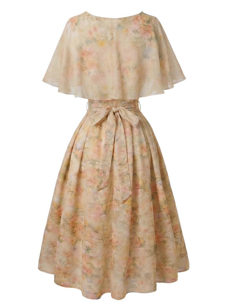 [Prévente] Robe à imprimé floral avec capelet et ceinture années 1950 - 3