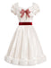 [Prévente] Robe Blanche de Noël à Encolure Cœur, Bordure en Fourrure et Ceinture à Nœud Années 1950 - 2