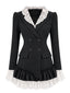 Robe-blazer col revers dentelle et ourlet volants années 1960