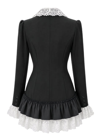 Robe blazer à col à revers en dentelle et ourlet volanté années 1960 - 2
