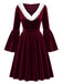 [Prévente] Robe bordeaux en velours à manches évasées Années 1950 - 2