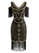 Robe Charleston à épaules dénudées, sequins et franges Années 1920 - 2