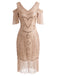 Robe Charleston à épaules dénudées, sequins et franges Années 1920 - 4