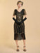 Robe charleston Art déco à sequins, col V, manches transparentes et franges années 1920 - 6
