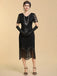 Robe charleston Art déco à sequins, col V, manches transparentes et franges années 1920 - 7