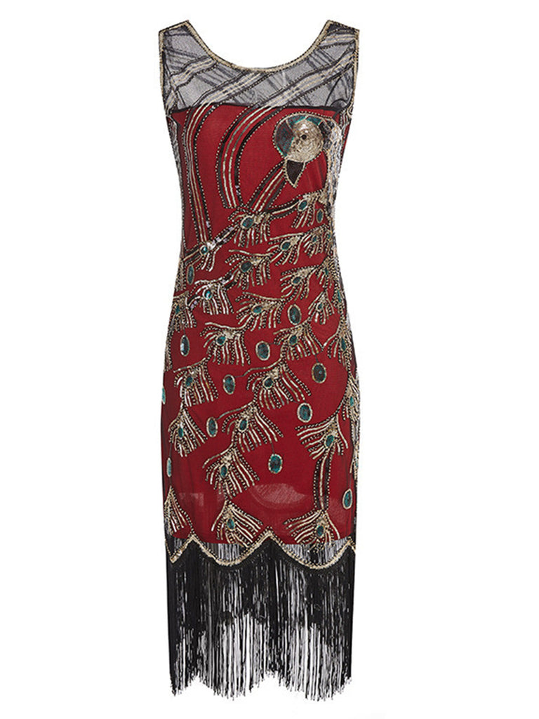 Robe Charleston Art déco à sequins et franges Années 1920 - 3