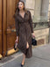 Robe Chemise Marron Foncé Rayée à Boutons et Ceinture Années 1970 - 2