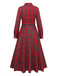 Robe chemise rouge à carreaux et ceinture Années 1950 - 2