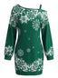 Mini-robe asymétrique motif flocons neige Noël années 1960