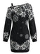 Robe courte de Noël à imprimé flocons et épaule asymétrique Années 1960 - 8