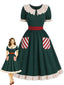 [Prévente] Robe Noël volants nœud motif canne sucre et poche années 1950