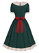 [Prévente] Robe de Noël à col volanté, nœud et poches cannes en sucre Années 1950 - 3