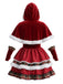 Robe de Noël à étages en velours à carreaux et cape à capuche Années 1950 - 2