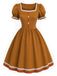 [Prévente] Robe de Noël marron clair bonhomme en pain d’épices avec tablier années 1950 - 5