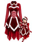 [Prévente] Robe de Noël rouge en velours à laçage et ourlet en pointes années 1950