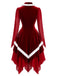 [Prévente] Robe de Noël rouge en velours à laçage et ourlet en pointes années 1950 - 3