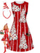 [Prévente] Robe de Noël Rouge Foncé Rayée à Col Claudine Années 1960 - 1