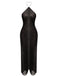 Robe de soirée longue dorée à franges, col dos-nu et fente au dos Années 1930 - 10