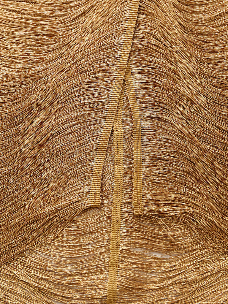 Robe de soirée longue dorée à franges, col dos-nu et fente au dos Années 1930 - 6