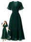 Robe de Soirée Longue Plissée à Manches à Volants Étagés Années 1970