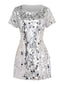 Robe disco sequins étincelants et encolure ronde années 1960