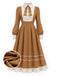 [Prévente] Robe effet deux pièces à col à revers et galon ondulé contrastant années 1940 - 2