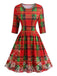 Robe évasée à imprimé de Noël et manches mi-longues Années 1950 - 4