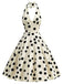 Robe évasée beige à pois et tour de cou années 1950 - 1