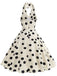 Robe évasée beige à pois et tour de cou années 1950 - 2
