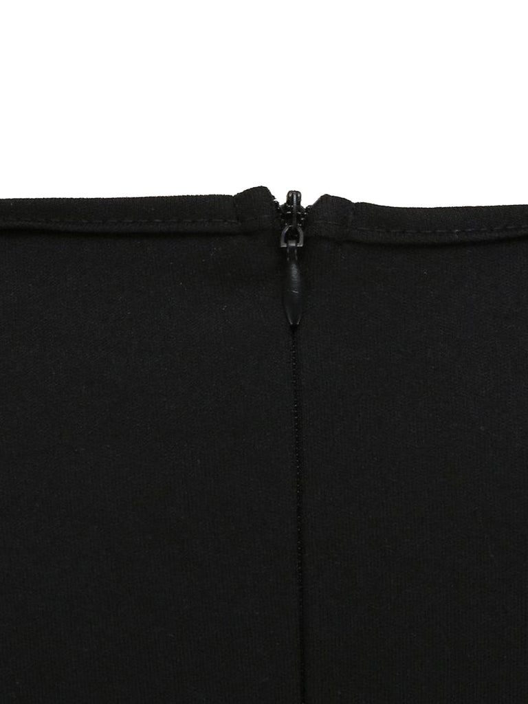 Robe évasée imprimé chaussettes de Noël à encolure festonnée années 1950 - 10