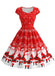 Robe Évasée Rouge à Imprimé Père Noël Années 1950 - 1